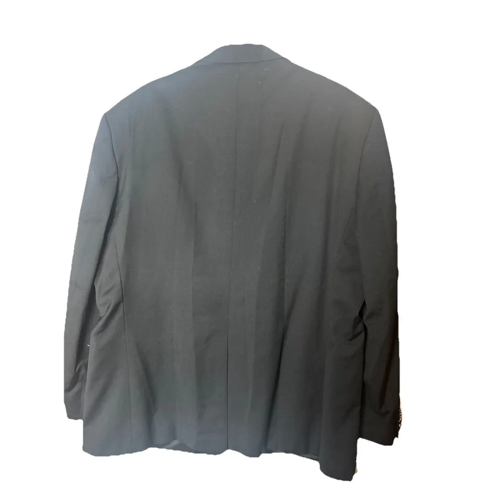 Ralph Lauren 50L Dark Navy 100% Wool 2 Btn Crest‎ Silver Button Blazer